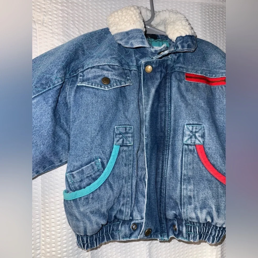Toddler Vintage 1980s Bomber Denim Jacket Size 4T
